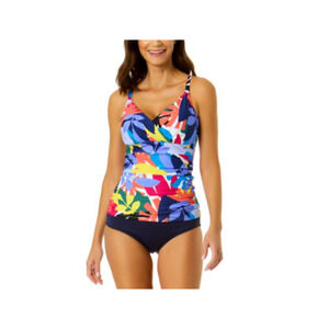 Anne Cole Women's Printed Underwire Tankini Top Size 34C/36B 15122
